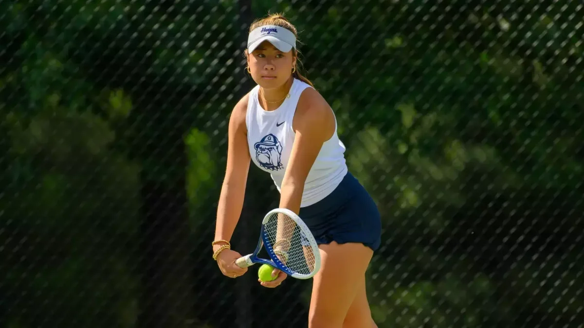 Sophomore Katie Garofolo-Ro prepares to serve. The Hoyas' women's tennis team will look to reprise their success last year. 