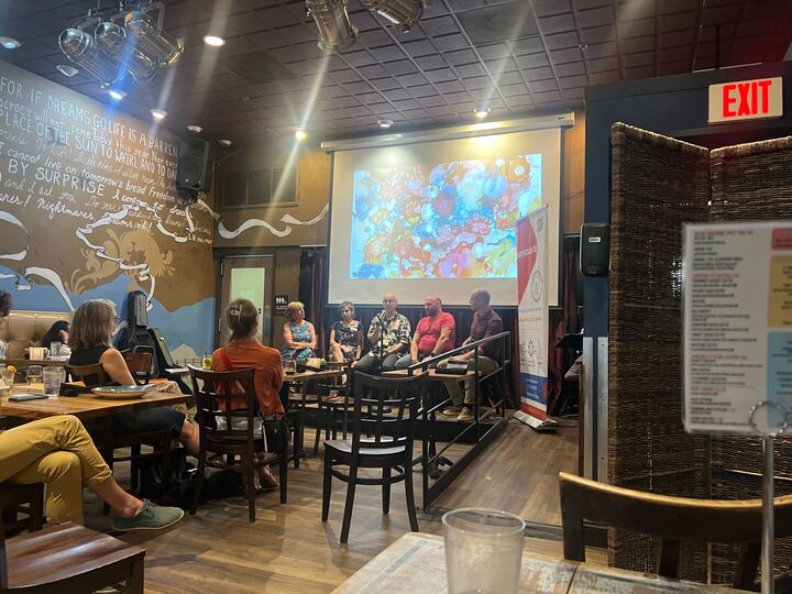 ALLIE STEVENS/THE HOYA | The restaurant Busboys and Poets hosted an event on September 5th about how science and art intersect in discussions about longevity.