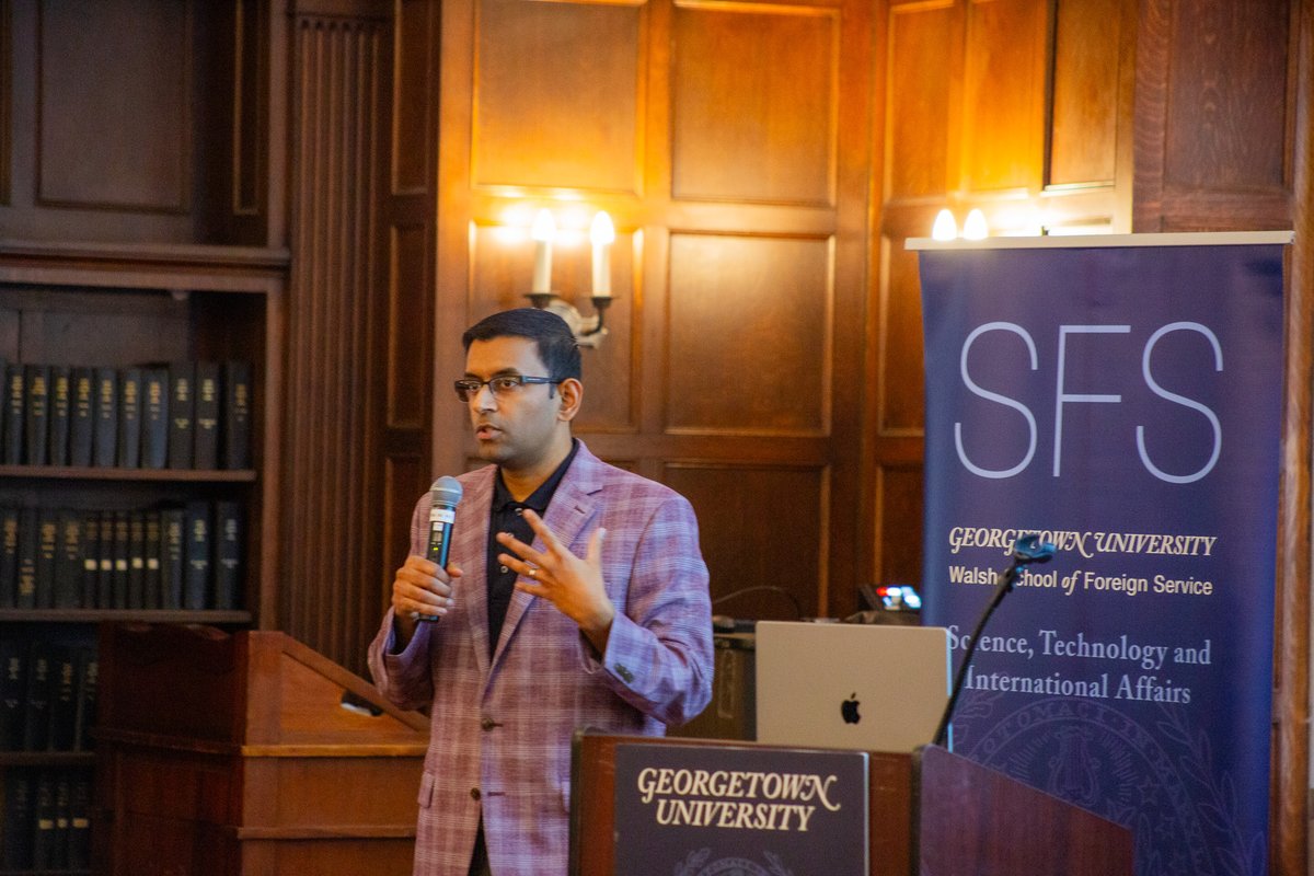 X/@GEORGETOWNSFS | Princeton professor Arvind Narayanan assessed the power of AI on disinformation, politics and economy in this year's Loewy Lecture in Technology and International Affairs.