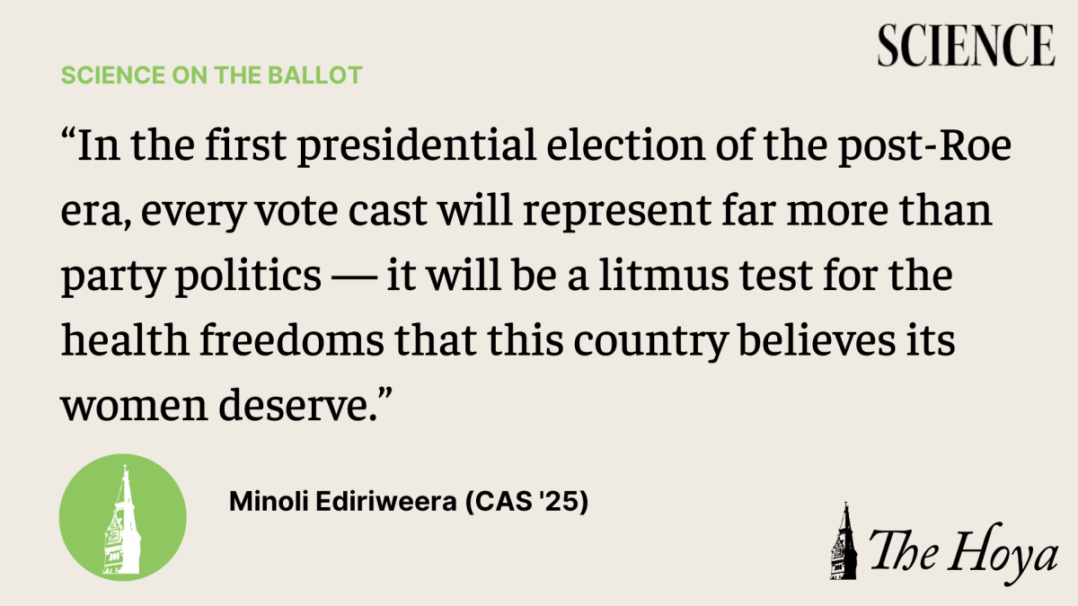 In the second installation of her column “Science on the Ballot,” Minoli Ediriweera (CAS ’25) spotlights the issue of abortion access, which has proven to be a crucial and potentially deciding factor in the upcoming presidential election in the wake of Dobbs v. Jackson Women’s Health Organization.