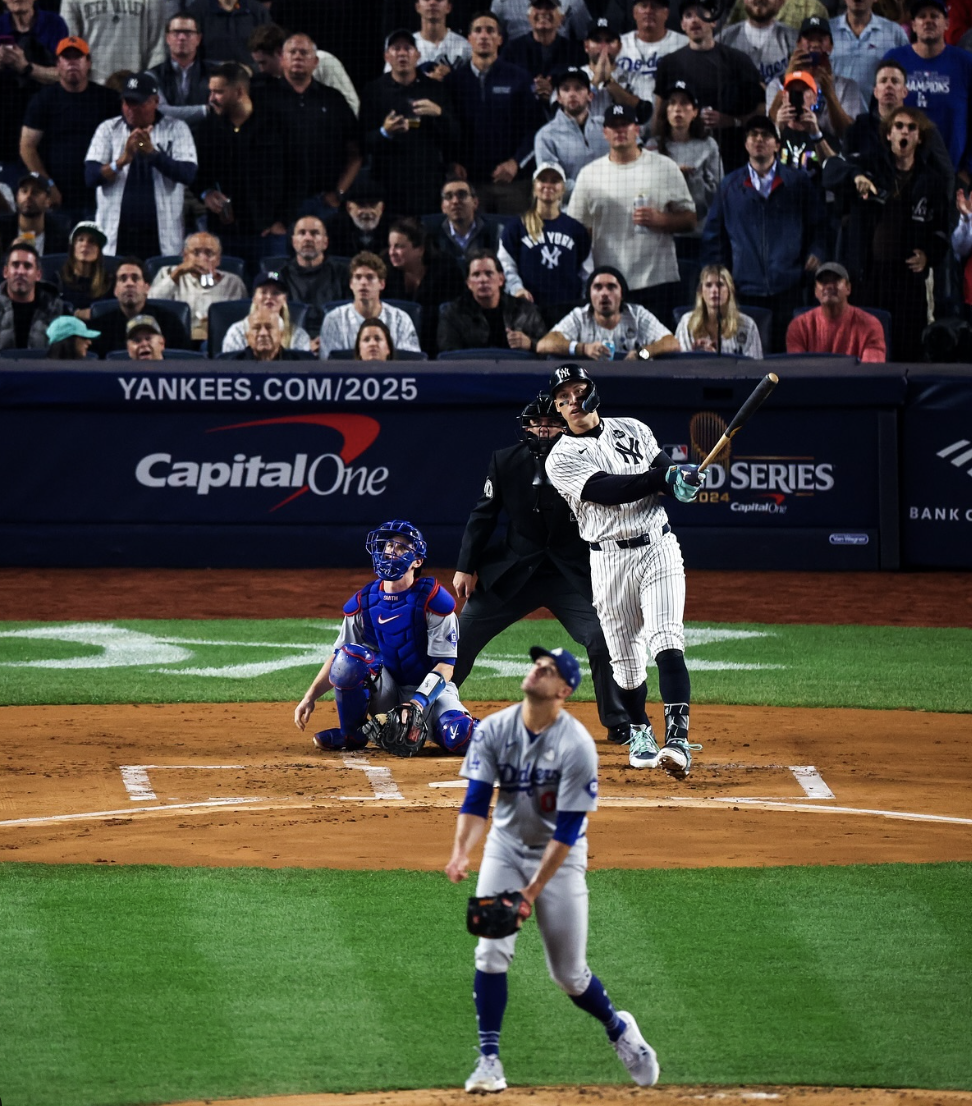 Aaron Judge stares down a perfect bat leading to a home run in the Yankees' Game 4 win.          