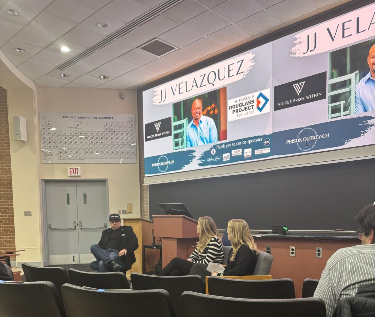 Jon-Adrian “JJ” Velasquez, who was wrongfully convicted and spent 24 years at a maximum security prison, shared his experiences fighting for criminal justice reform as an exoneree in a Dec. 4 talk, calling on listeners to speak out for what they believe in.