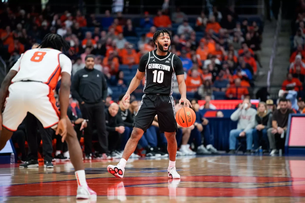 Junior guard Jayden Epps, the standout for the Hoyas in their 75-71 against the Orange, tallied 27 points, 4 assists and 2 rebounds on 11-for-15 shooting. (GUHoyas)