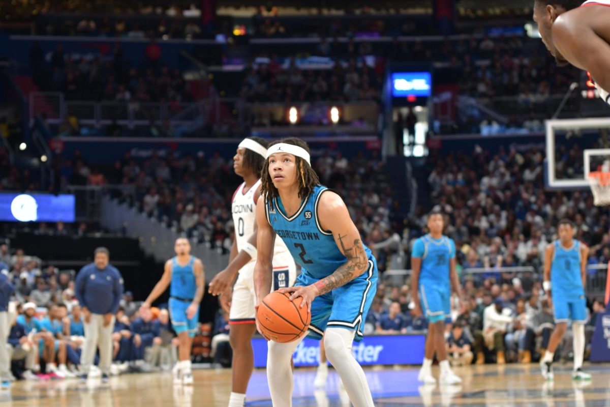 The Georgetown Hoyas shot 15-23 from the free throw line, which ended up being a potential difference maker in their 8-point loss against the UConn Huskies on Saturday, Jan. 11. (Evie Steele/The Hoya)