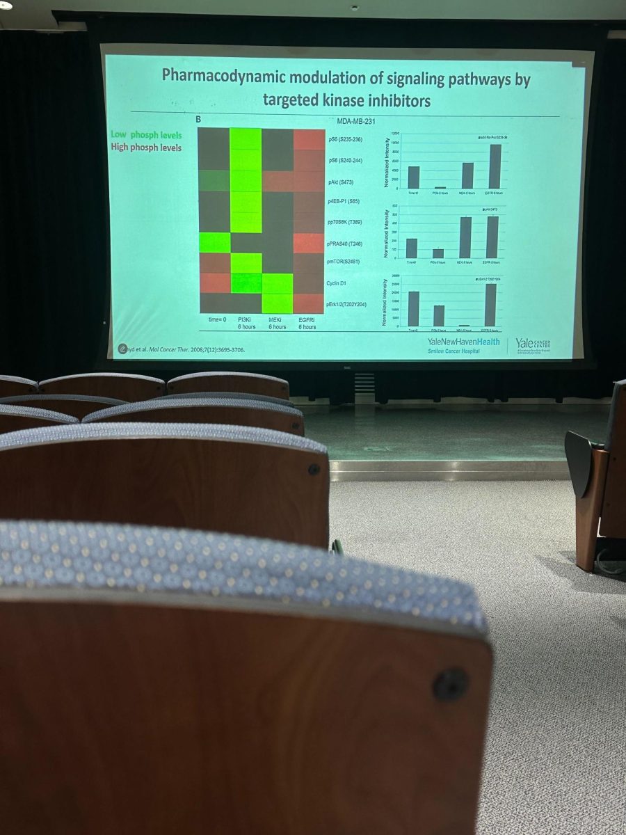 DELANEY BROWN/THE HOYA | Patricia LoRusso from the Yale School of Medicine lectured at Georgetown on successfully navigating the drug development process, from research to clinical trial, on Jan. 17.