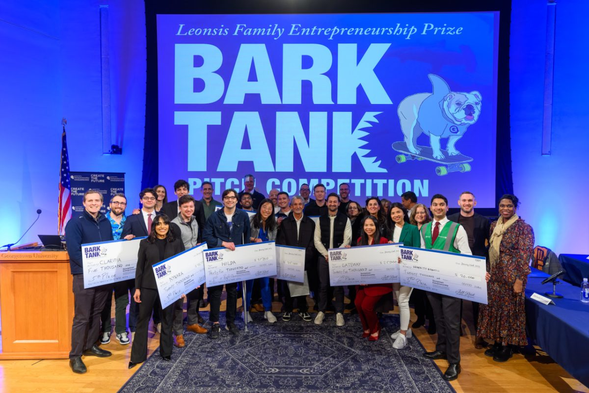 Eight teams at Bark Tank, Georgetown Entrepreneurship’s annual startup pitch competition dedicated to unique social impact ventures, received $150,000 between them Jan. 22, awarded by a panel of judges consisting of faculty, staff and entrepreneurs.