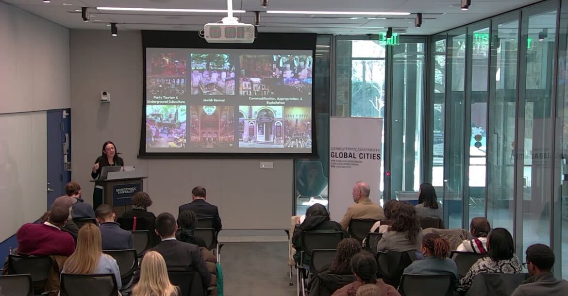 Undergraduate and graduate students presented their research on cities and urbanization at a Student Research Summit hosted by the Georgetown Global Cities Initiative (GGCI), a Georgetown University initiative dedicated to studying cities and urbanization, Feb. 21.