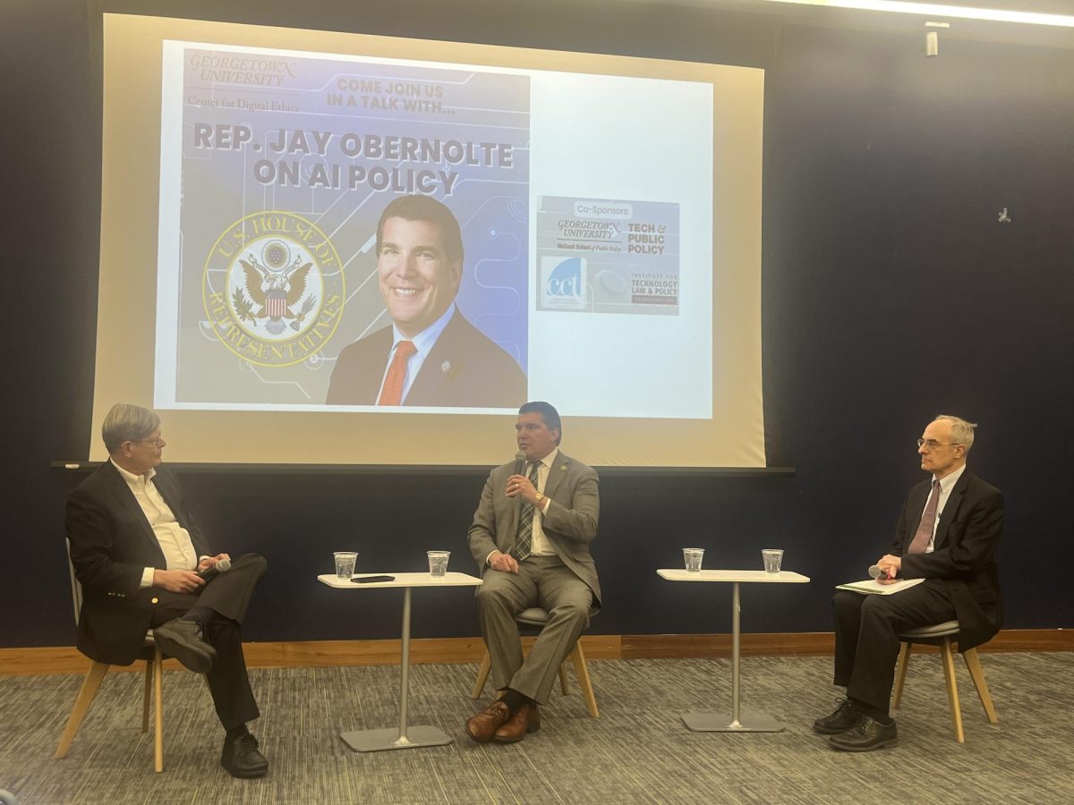 ISABEL LIU/THE HOYA | Rep. Jay Obernolte (R-Calif.) came to Georgetown for a discussion on artificial intelligence policy Feb. 10.