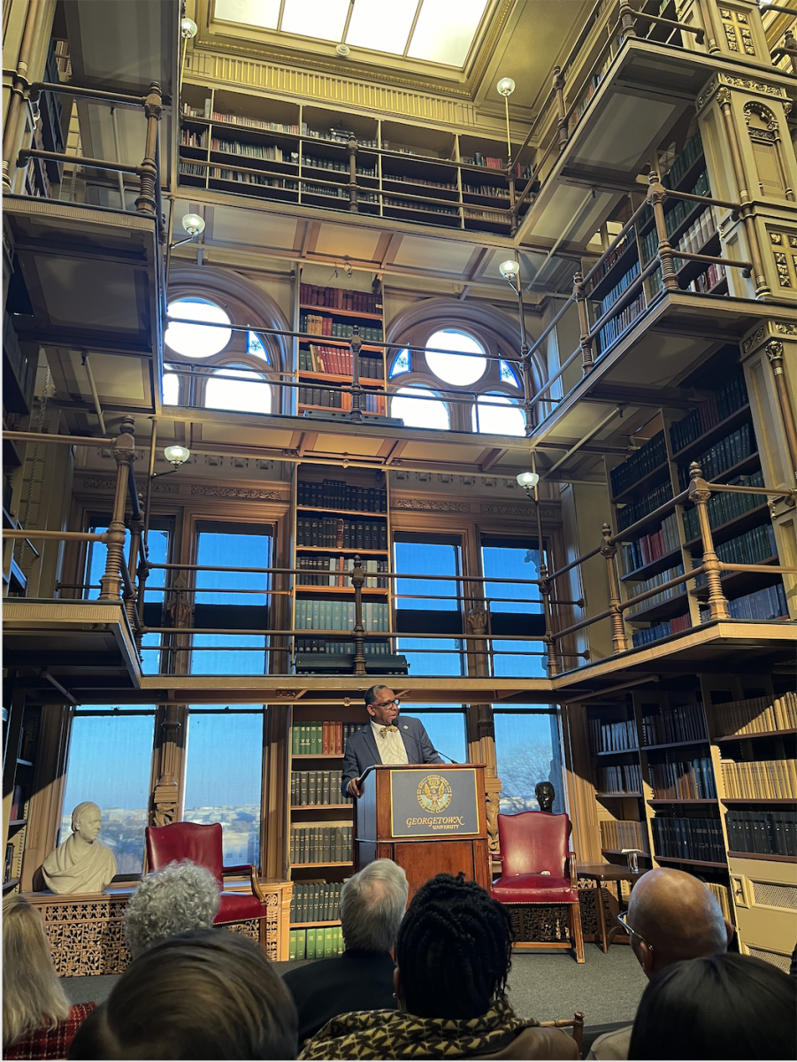 Ruth Abramovitz/The Hoya | Reynold Verret, president of Xavier University, called on students and Catholic universities to reintegrate the sciences with the humanities in order to promote theological inquiry at the annual Bernardin Lecture Feb 4.