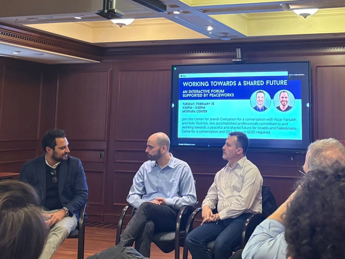Two conflict resolution professionals discussed paths towards peace between Israel and Palestine, and looked towards a shared coexistence, at an event February 25. 
