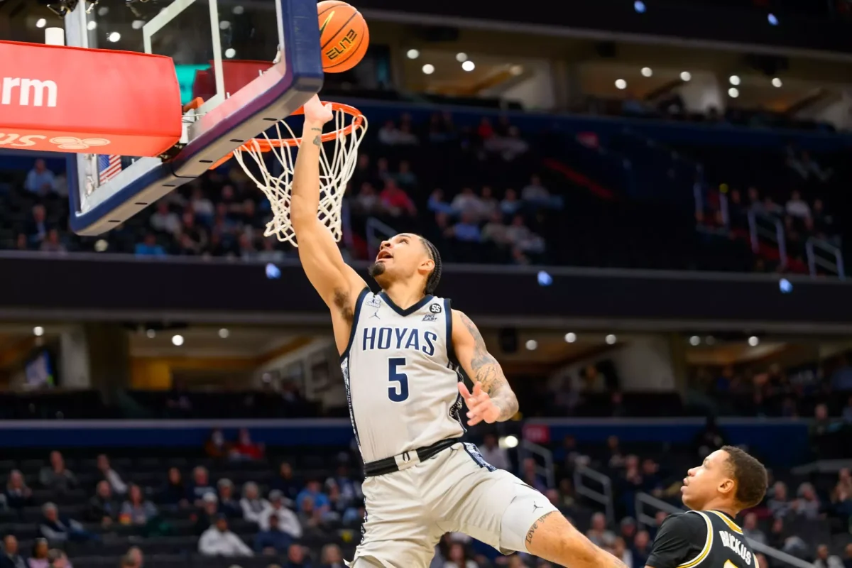 GUHoyas/Rafael Suanes | The Georgetown University men’s basketball team defeated the Villanova University Wildcats 75-73 in a thrilling last-minute comeback March 4.