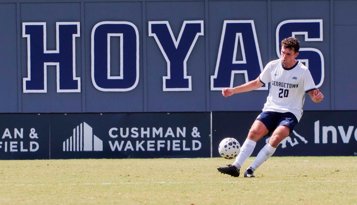The Georgetown men's soccer team fought the No. 1 ranked and defending NCAA champions Vermont to a 1-1 draw Sept. 1. (Anthony Peltier/The Hoya)