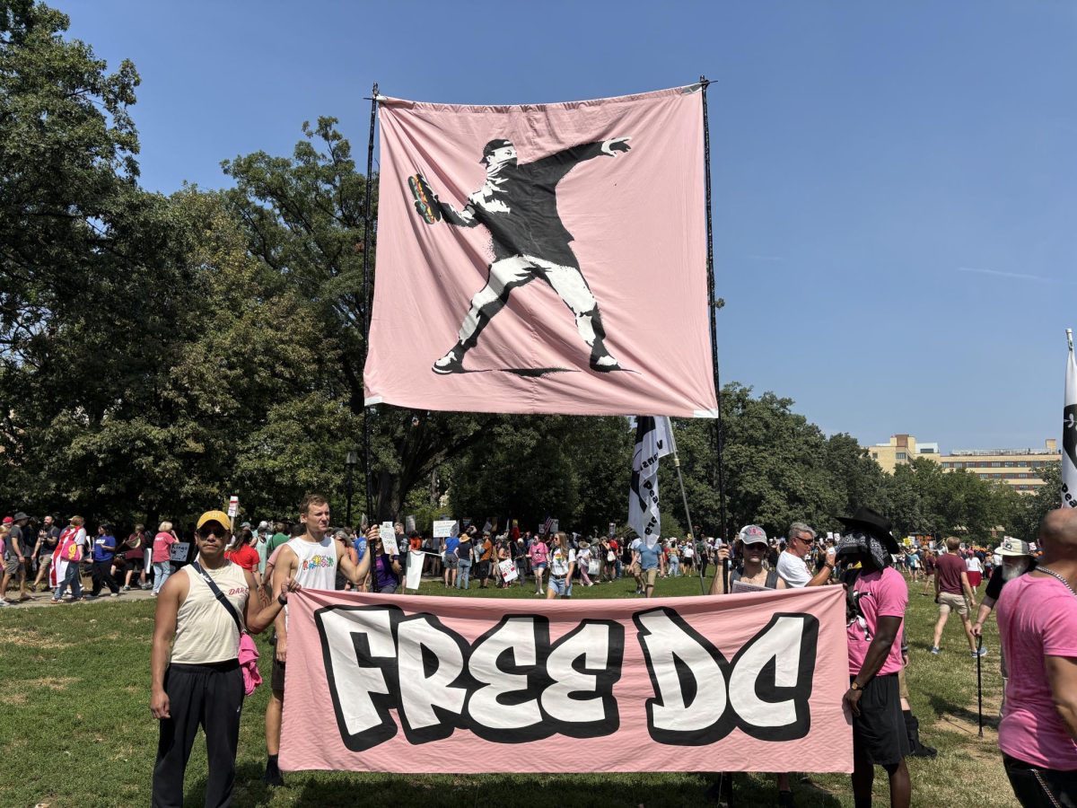Georgetown University students joined thousands of demonstrators at the “We Are All D.C.” national march in Washington, D.C., on Sept. 6, protesting President Donald Trump’s decision to deploy the National Guard to the city.