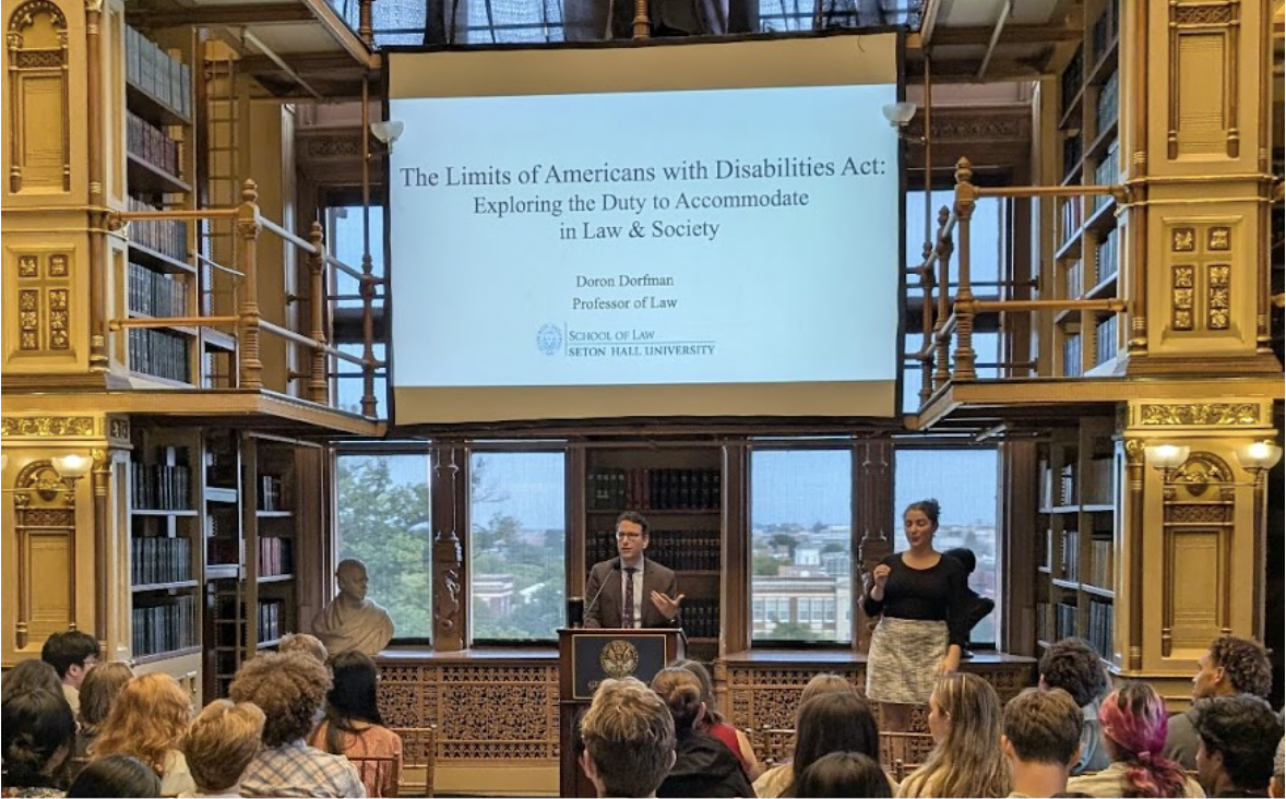 Georgetown hosted Seton Hall law professor Doron Dorfman on September 25 for a talk on the limits of the American Disabilities Act, highlighting ongoing challenges of access, stigma, and accommodations in disability law.