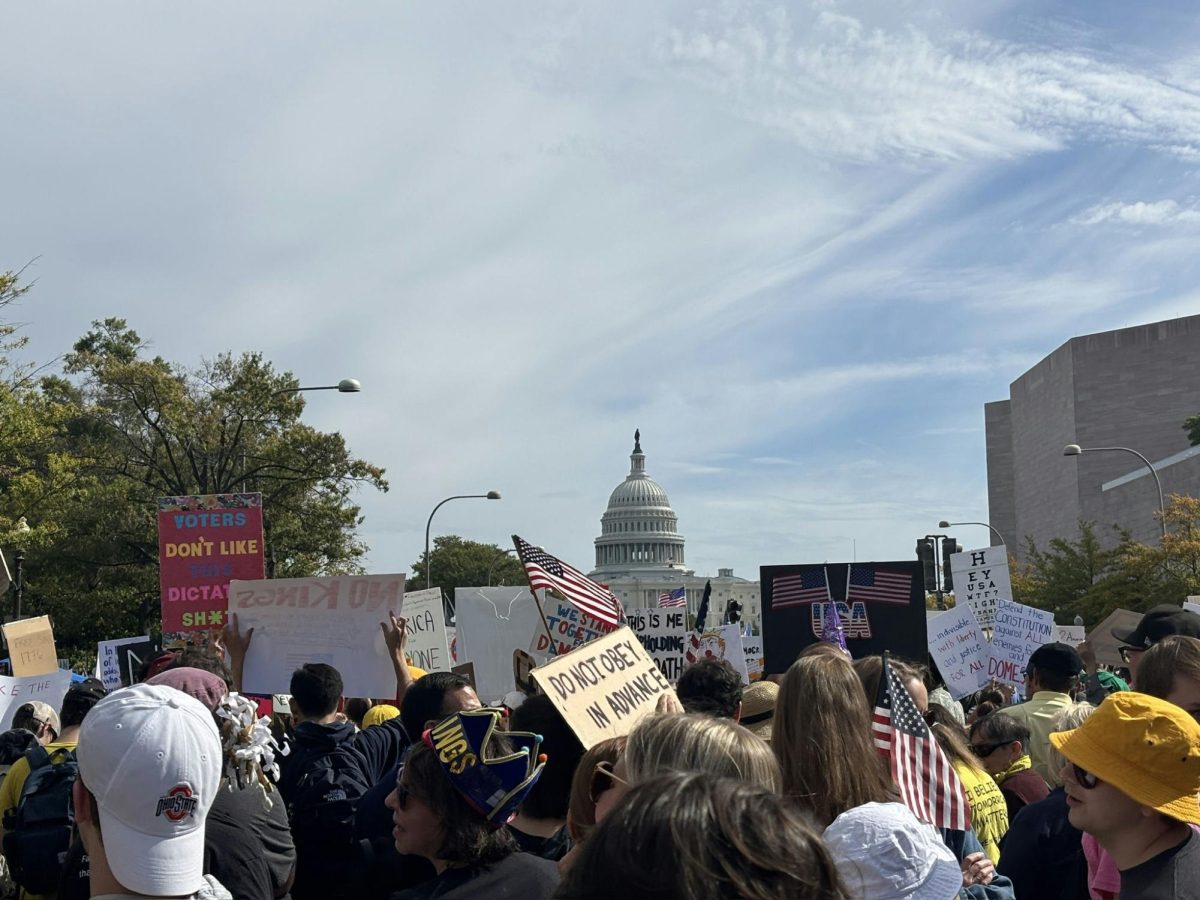 On Oct. 18, Georgetown University students took part in the “No Kings” national protest in Washington, D.C., where 200,000 demonstrators gathered to oppose President Donald Trump’s growing use of executive power.
