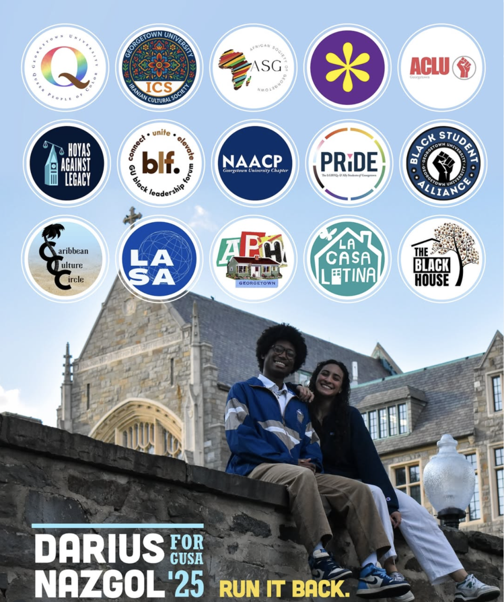 Darius Wagner and Nazgol Missaghi would collaborate with students and university administrators and aim to defend values on and off campus if elected as the Georgetown University Student Association president and vice president.