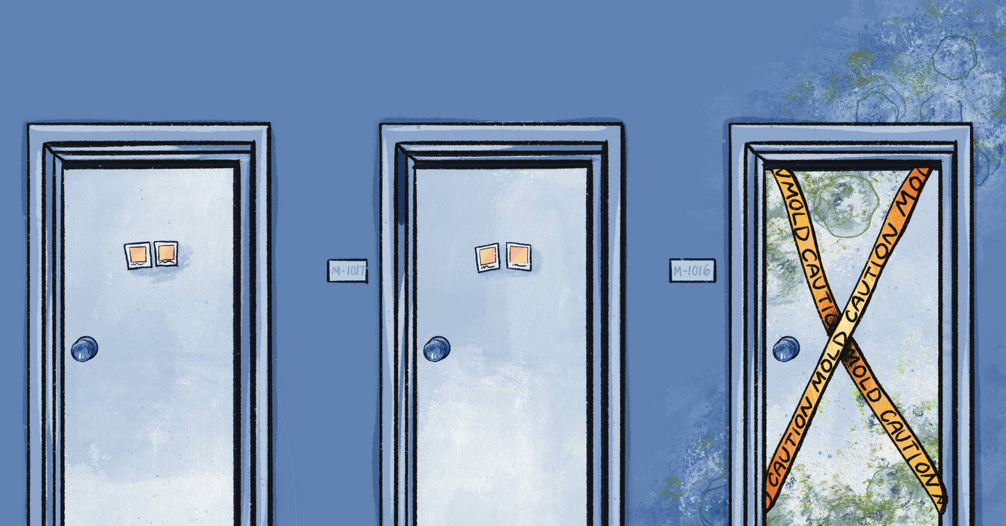 The university’s humid climate and older infrastructure make Georgetown facilities more susceptible to indoor microbial growth. | Illustration by Avelyn Bailey