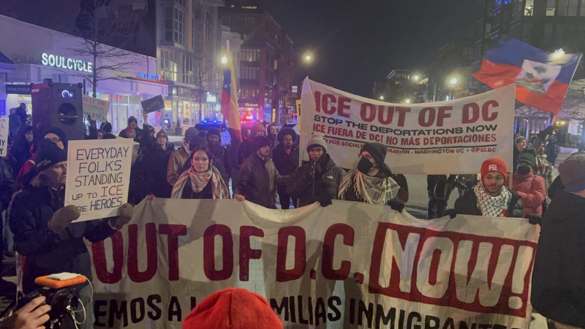 About 12 Georgetown University students joined a city-wide protest Jan. 20. against the increased presence of U.S. Immigration and Customs Enforcement (ICE) officers across the United States. The protest follows the shooting of a U.S. citizen by an ICE agent in Minneapolis.